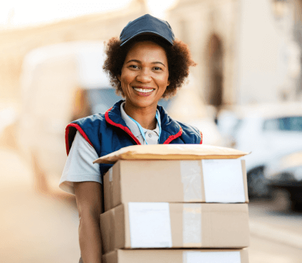 portrait-happy-black-courier-delivering-packages-looking-camera 1